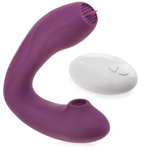 VIBRATOR AUTOPORTANT CU FUNCȚIE DE ASPIRARE ȘI LIMBĂ MOBILĂ - 10 FUNCȚII + TELECOMANDĂ WIRELESS - 73661529