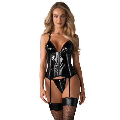 Corset din latex Obsessive cu tanga Stormea - 70909796