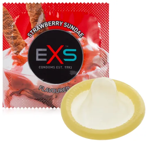 Prezervativ cu aromă de căpșuni EXS STRAWBERRY SUNDAE - 78242303