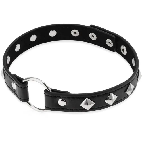 ZGARDĂ SEXY CHOKER BDSM CU CAPSE DIN PIELE ECOLOGICĂ - 77170295